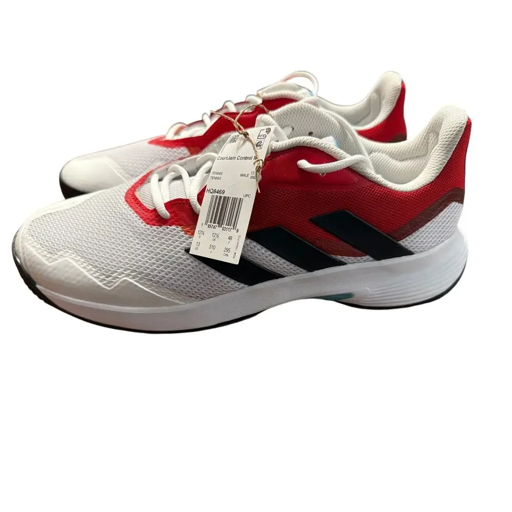 Adidas Mens CourtJam Control M White Red Black Tennis Shoes Sneakers Size 13 New